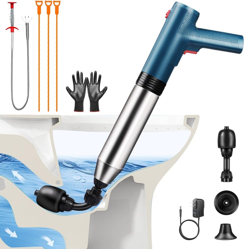 Omont Electric Toilet Plunger Clog Remover: High Pressure Air Drain Blaster Clog Remover for Bathroom Bathtub Floor Drain Clogged - Image 1